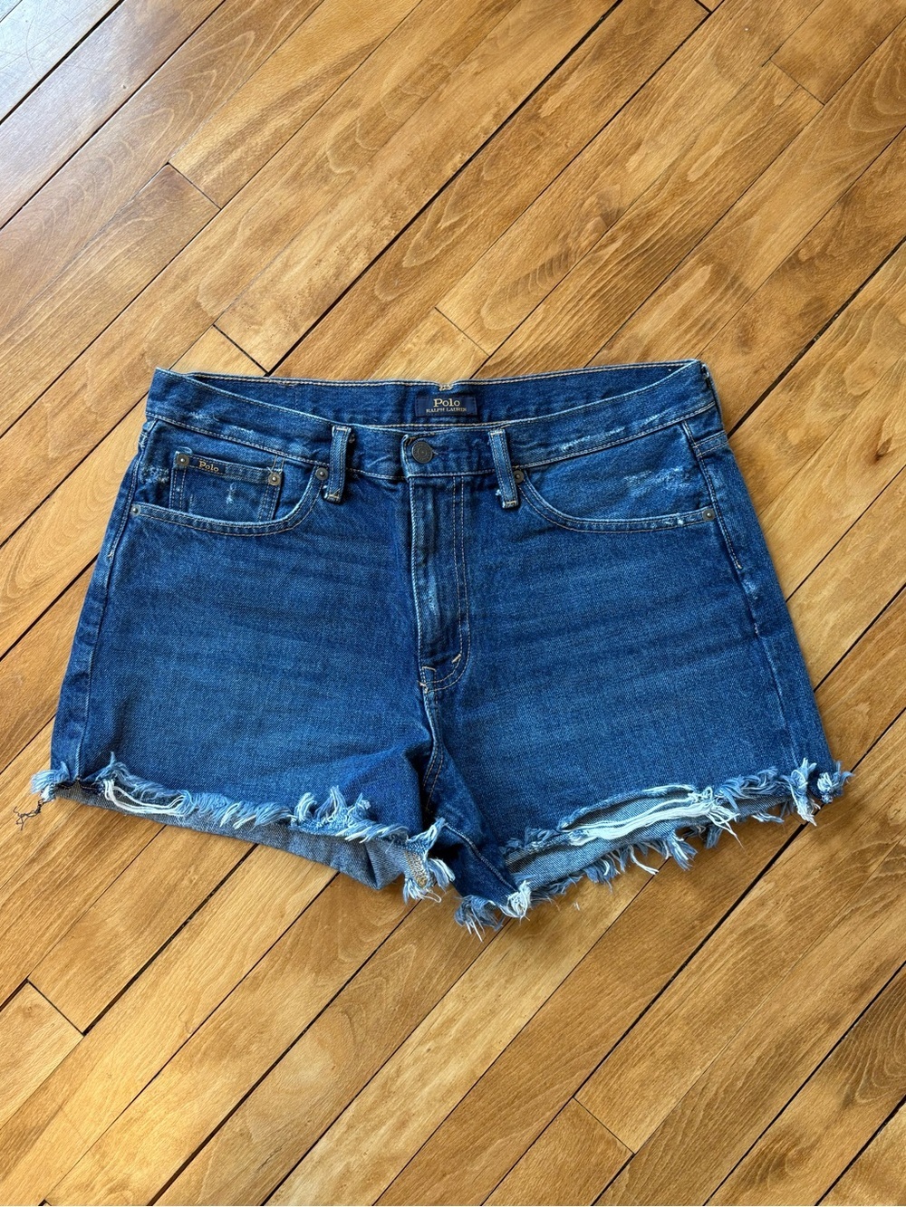 Ralph Lauren Distressed Dark Blue Denim Cutoff Shorts